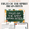 1. Bright, colorful homeschool Bible craft about Fruit of the Spirit and brain bites for kids, perfect for homeschooling faith-based learning and religious education activities.