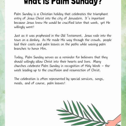 Palm Sunday religious education, homeschool resource, Christian holiday, Holy Week activities, faith-based homeschool curriculum.