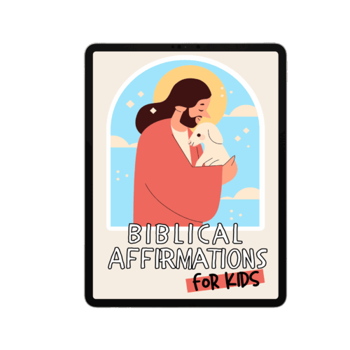 mediamodifier_image-2023-04-06T003741.521.png Loving Jesus Biblical Affirmations for Kids digital download, Christian homeschool resource, faith-based encouragement, religious education tools, Bible lessons for children.