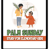 Hand-drawn illustration of children celebrating Palm Sunday, educational resource for homeschooling, Christian holiday, kids' religious study, elementary homeschool curriculum, faith-based learning material.