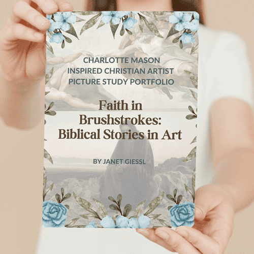 Charlotte Mason inspired Christian art portfolio on biblical stories, faith, and watercolor illustrations, perfect for homeschool art resources, religious education, and faith-based art projects.