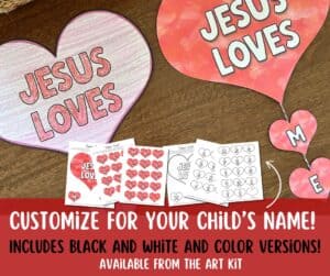 Jesus Loves Me Paper Craft, CUSTOMIZABLE to your child's name! Coloring Page and Colored Version, PDF, Sunday School Printable, Preschool