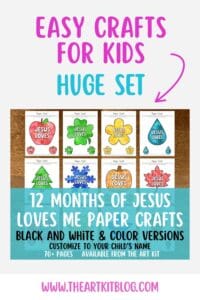 12 Months Jesus Loves Me Paper Crafts, CUSTOMIZE to child's name! Coloring Page and Colored Version, PDF, Sunday School Printable, Preschool