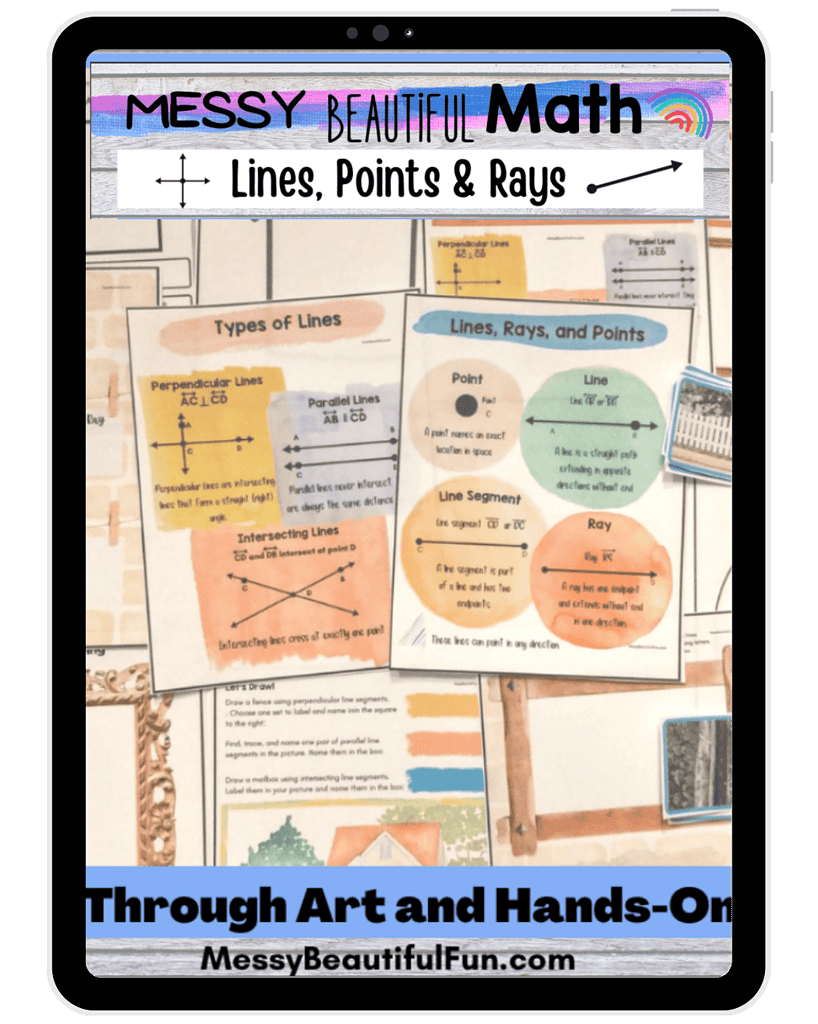 Lines, rays, and points for homeschool math, including types of lines, segments, and intersections - perfect for home education resources, math activities, and hands-on learning at home.