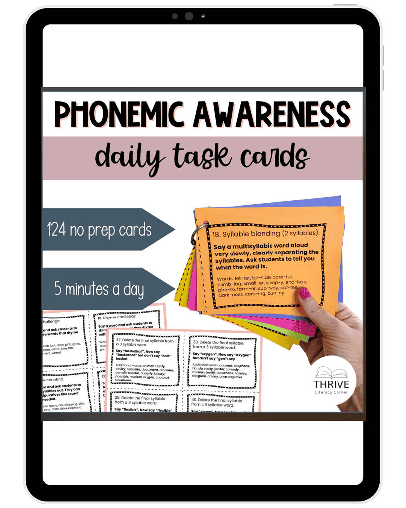 1. No prep phonemic awareness daily task cards for homeschooling, includes 124 cards, ideal for effective phonemic and literacy skills development in homeschool settings.
