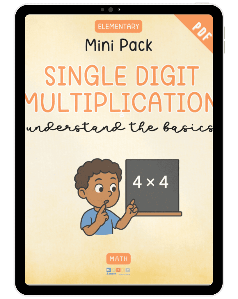 Single digit multiplication educational resource for homeschooling, elementary math app for understanding basic multiplication concepts.