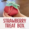 strawberry-treat-box Strawberry-themed craft project, a paper strawberry treat box with green leaves and string tie, perfect for homeschool arts and crafts activities, educational STEM projects, and sensory play.