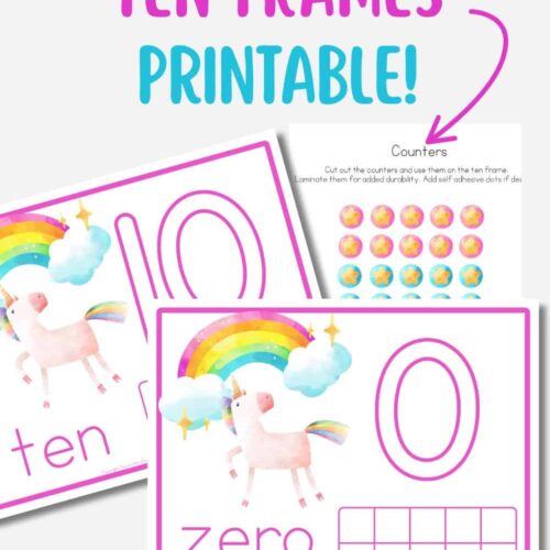Rainbow ten frames printables for homeschool math activities, featuring colorful counters, number recognition, and engaging learning tools for early childhood education.