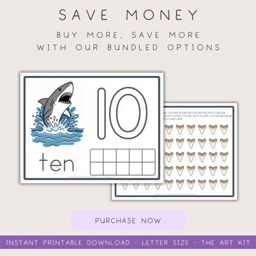 Number-Sense Shark number recognition printable for homeschooling, educational activity for kids, perfect for early math skills, includes number ten and shark illustration.