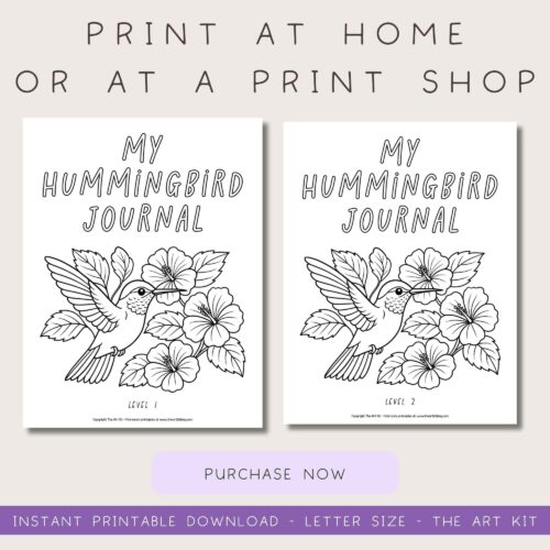 Printable-hummingbird-creative-writing-for-kids Hummingbird journal printable for homeschooling, daliy journaling, or craft activities, available as a digital download or print at home or print shop.