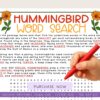 Teacher-resource-Printable-hummingbird-activity-sheet Hummingbird word search puzzle for homeschool students, educational coloring and activity resource, printable kindergarten and elementary school activity, homeschool curriculum activity, language arts, vocabulary, and science learning tool.