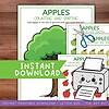 apple-cut-past-craft-kids Colorful homeschool printable activity pages featuring apples for counting and sorting, perfect for early childhood education and homeschooling resources. Instant download available.