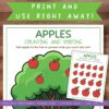apple-cut-past-craft-kids (2) Apples counting and sorting printable educational activity for homeschool, Kids can add apples to the tree and ground to practice counting and sorting skills.