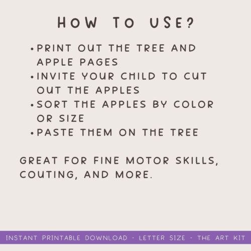 apple-cut-past-craft-kids (3) Print out the tree and apple pages for homeschool activities, children cut and sort apples by color or size, great for fine motor skills, counting, and more.