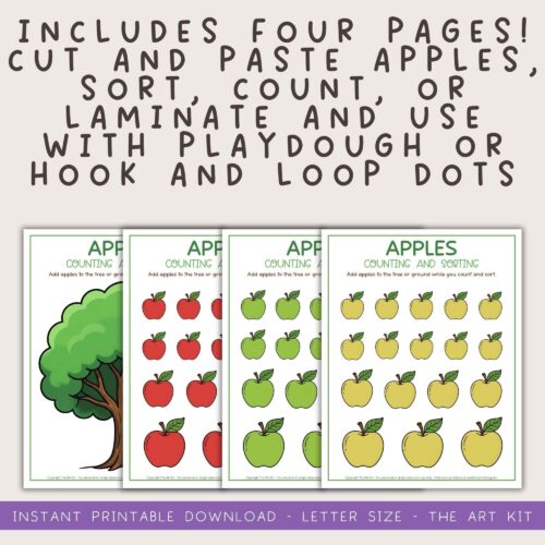 apple-cut-past-craft-kids (8) Apple counting and sorting activity printable for homeschool, educational apples lesson plan, preschool math, kindergarten math, homeschool resources for early learning.