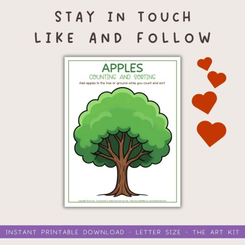 Apples counting and sorting activity for homeschoolers, includes printable worksheet for preschool and elementary students, perfect for homeschooling resources.