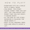 how-to-play-left-right-game Everyone sits in a circle with a small prize for a fun, easy-to-do homeschool activity that encourages kids and adults to laugh and engage in storytelling and listening skills.