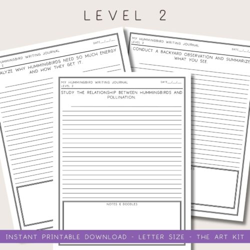 hummingbird-coloring-pages Hummingbird writing journal for homeschool students, level 2, with educational prompts on bird behavior, pollination, and observation skills, ideal for homeschool resources and learning activities.