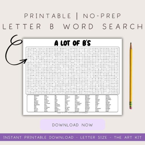 letter-b-activity-worksheet Letter B word search printable, no-prep educational activity for homeschool and classroom learning. Perfect for early literacy, spelling, and letter recognition exercises. Download now for fun homeschool resources.