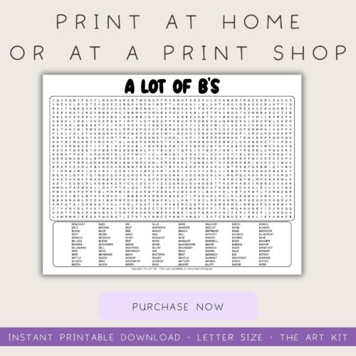 letter-b-printable Detailed alphabet word search printable for homeschool education, perfect for at-home or print shop use.
