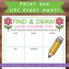nature-scavenger-hunt-printable Find and draw nature scavenger hunt printable, colorful educational worksheet for kids at homeschool resource co.