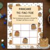 pancake-tic-tac-toe-printable-game (2) Pancake tic-tac-toe game printable, fun educational homeschool activity for kids, learning game with pancakes illustration for classroom or homeschooling use.