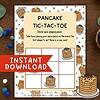 pancake-tic-tac-toe-printable-game (3) Pancake tic-tac-toe game printable, homeschool fun educational activity, lazy game for kids, classroom math game, free instant download.