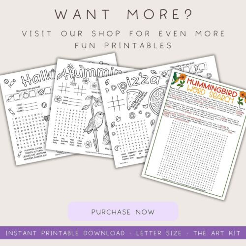 printables-for-kids Colorful homeschool printable pack with Halloween, hummingbird, and pizza-themed activities, perfect for homeschooling resources and educational fun for kids.