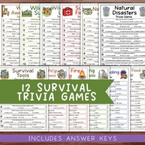 Nature & Survival Trivia Bundle – 12 Printable Games | Wilderness, Camping, Outdoor Quiz, Homeschool Educational Pack