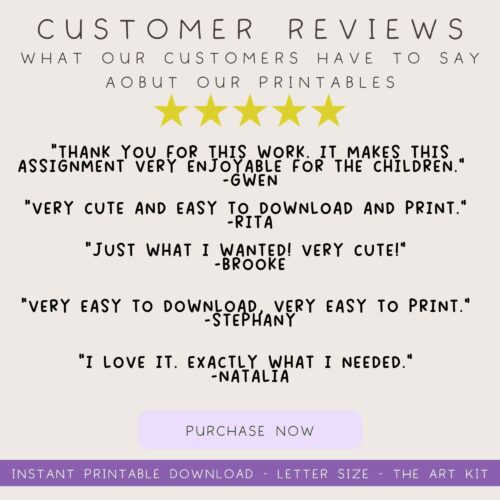 Homeschool printable customer reviews with 5-star ratings, showcasing positive feedback on printable educational resources for homeschooling families.