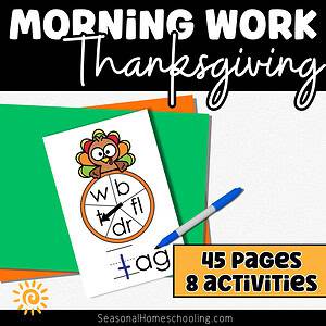 Thanksgiving Morning Bins | Math & Literacy Activities for Kindergarten and First Grade