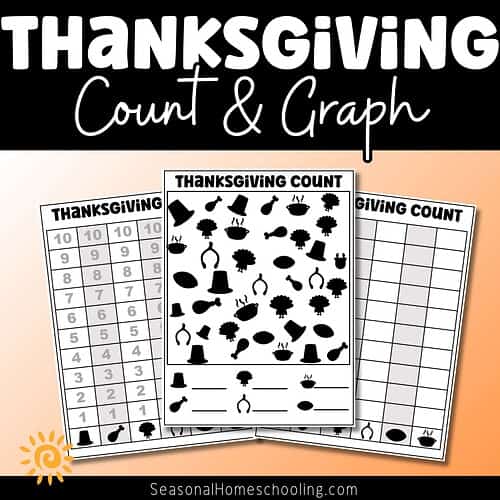 Thanksgiving Search and Find Activity | Counting & Graphing Fun for Kids Pack sample of pages included
