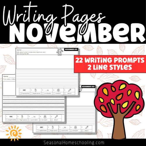 November Writing Prompts sampling of pages included