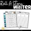 Winter Roll A Story | Story Elements Graphic Organizer | Writing Center 1 Roll a story winter printable activity for homeschool, engaging winter craft for kids, fun winter story game for homeschool resources, educational winter homeschool activity with dice, seasonal homeschool printable for teaching storytelling during winter.