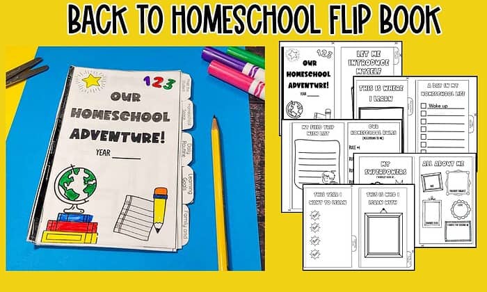 1 Back to school flip book for homeschool students, interactive homeschool resource co, versatile activity for homeschooling families, fun educational homeschooling supplies, homeschooling planner for teens and kids.