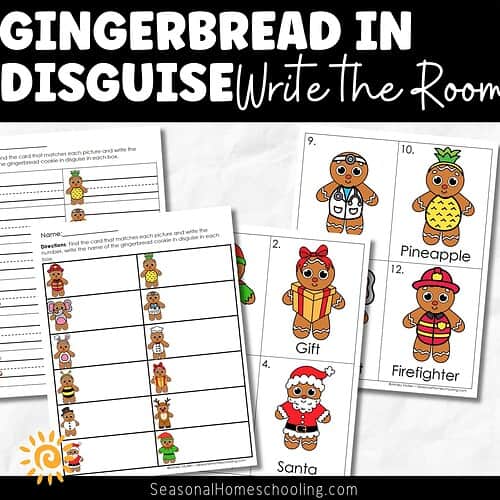 Gingerbread in Disguise Craft & Write the Room Activity | Christmas Writing sampling of what is included in the set