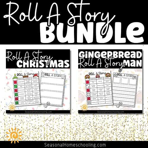 Christmas Roll A Story Bundle, samples of what is included in the bundle