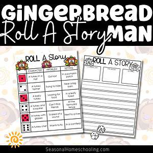 Gingerbread Man Roll A Story | Story Elements Graphic Organizer | Writing Center