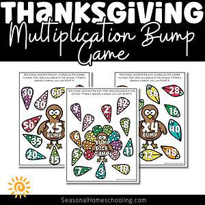 Thanksgiving Turkey Bump Dice Game with Multiplication Up to 12 | Dice Game
