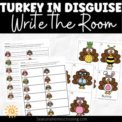 Turkey in Disguise Write the Room Activity samples