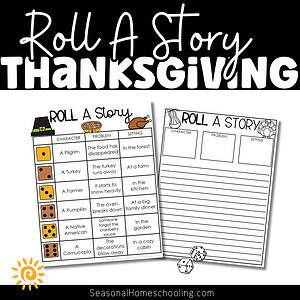 Thanksgiving Roll A Story | Story Elements Graphic Organizer | Writing Center