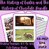 Deluxe Homeschool Easter and Chocolate History Bundle with reading passages, Q&A, and note-taking sheets, perfect for engaging early learners in religious and culinary history lessons.