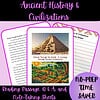 Ancient history educational resources including reading passages, Q&A, and note-taking sheets for homeschooling and classroom use.