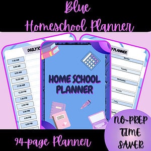Blue Homeschool Planner (90+ pages)