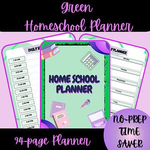 Green Homeschool Planner (90+ pages)