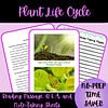 Sprout life cycle diagram with note-taking sheets and reading passage for homeschool science lessons.