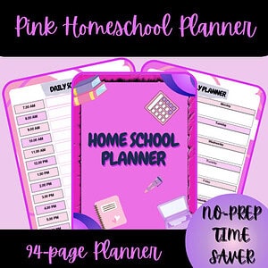 Pink Homeschool Planner (90+ pages)