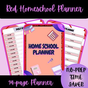 Red Homeschool Planner (90+ pages)