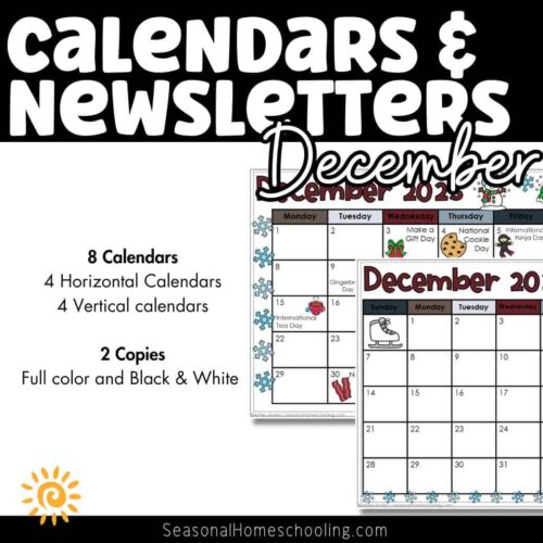 Editable December Calendars samples of what is included