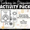 Turkey in Disguise Activity Pack 2 Roll A Story Thanksgiving activity for kids, teaching story planning, problem-solving, and vocabulary with fun dice and word bank. Perfect for homeschoolers and classroom storytelling sessions.